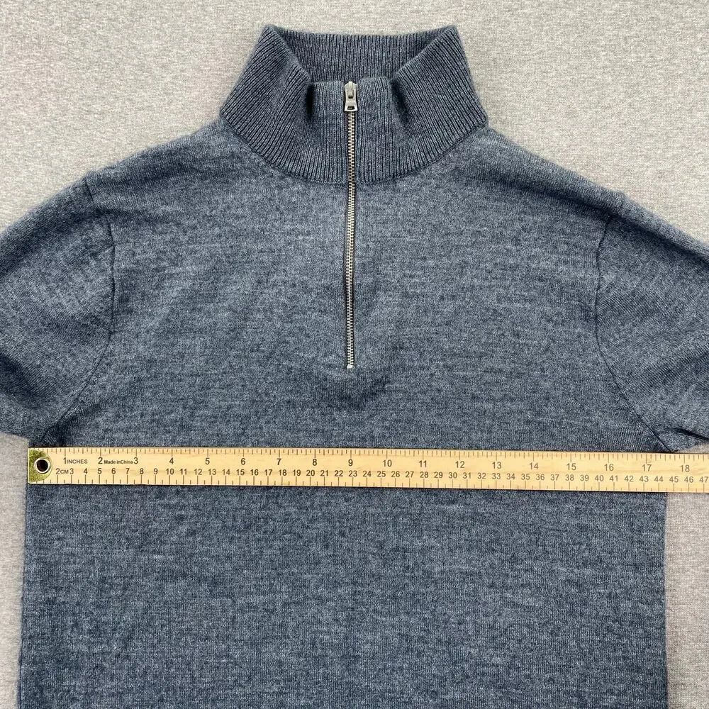 J. Crew Sweater Mens Medium Gray Merino Wool 1/4 Zip Pullover Jumper Preppy